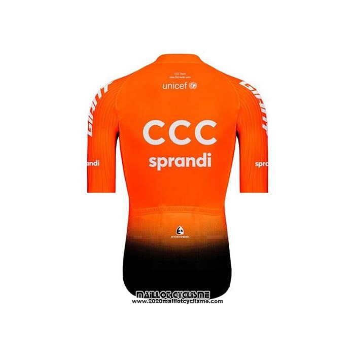 2020 Maillot Ciclismo CCC Sprandi Orange Noir Manches Courtes et Cuissard